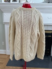 NEW RARE Vintage 100 Wool Sweater Great Britain ARAN MEN WOMEN VIRGIN WOOL