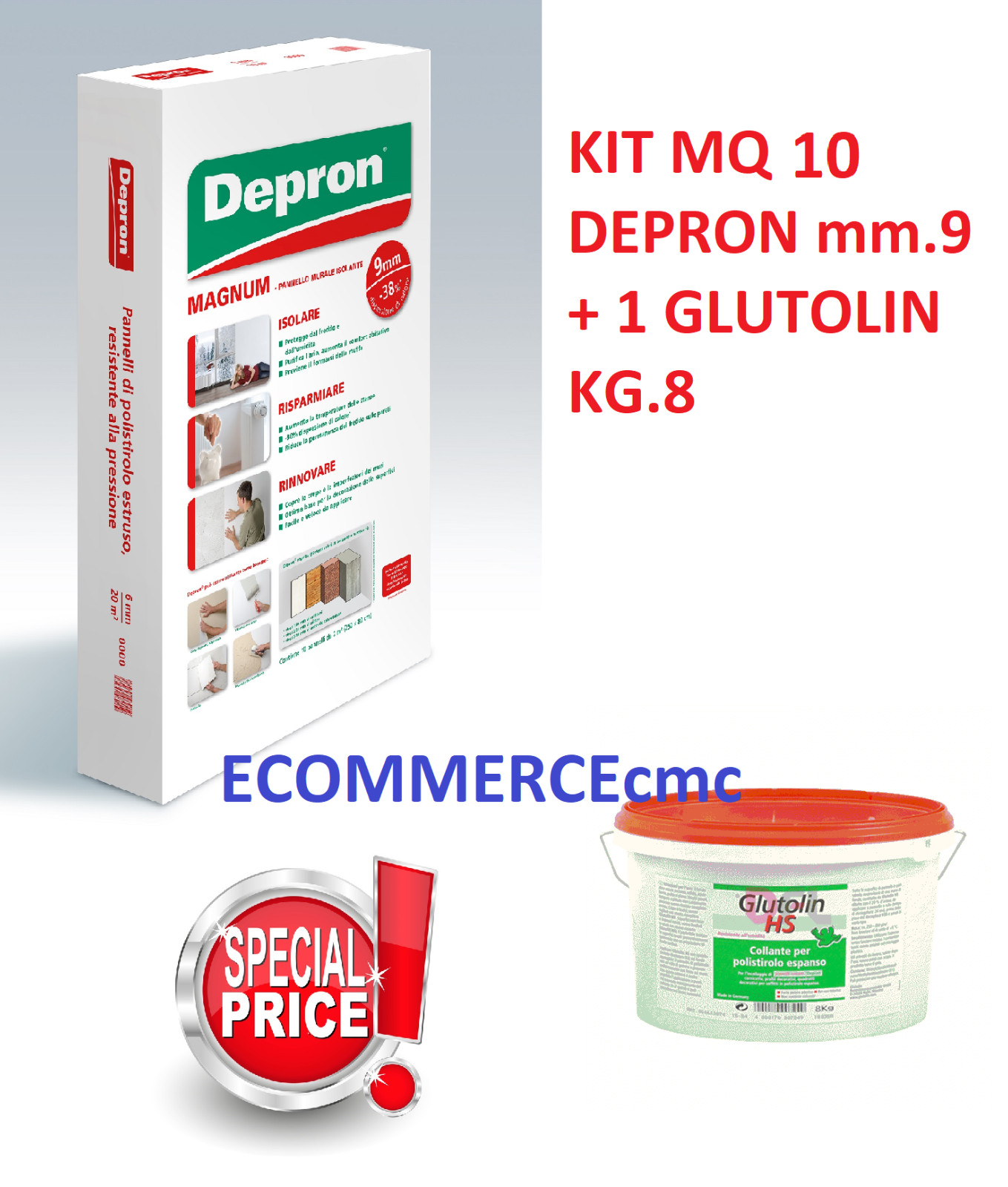 Kit Anti Muffa Depron 9mm 10 Pannelli 125x80 e Colla Glutolin