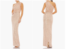 MAC DUGGAL 26694 SEQUIN  RUCHED ONE  SHOULDER ROSE PINK GOWN sz 10