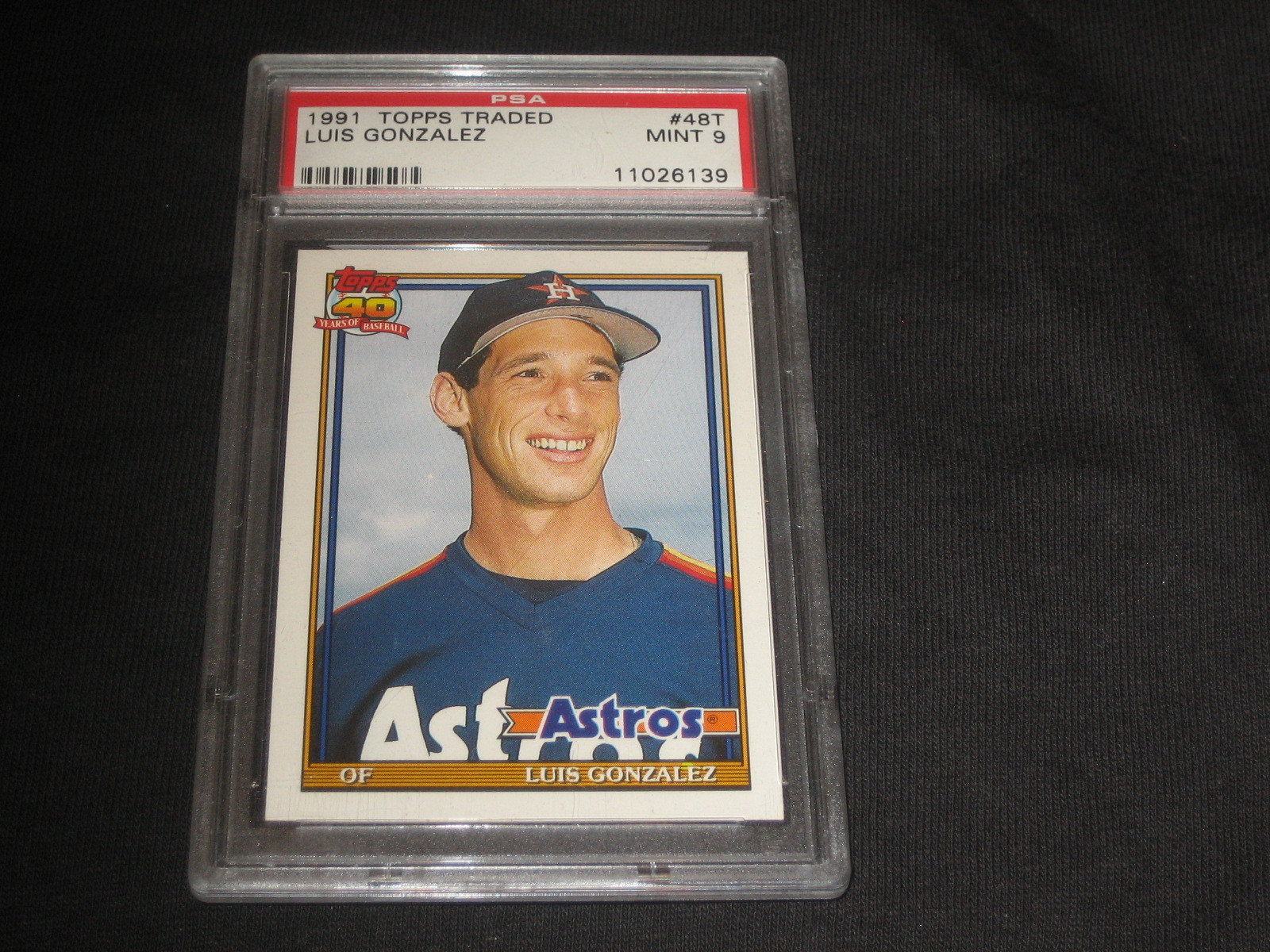 LUIS GONZALEZ 1991 TOPPS TRADED ROOKIE 48T GENUINE AUTHENTIC BASEBALL CARD PSA 9