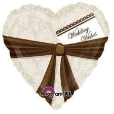 Wedding Wishes Heart Wrapped Bow Foil Balloon 18" Anagram New