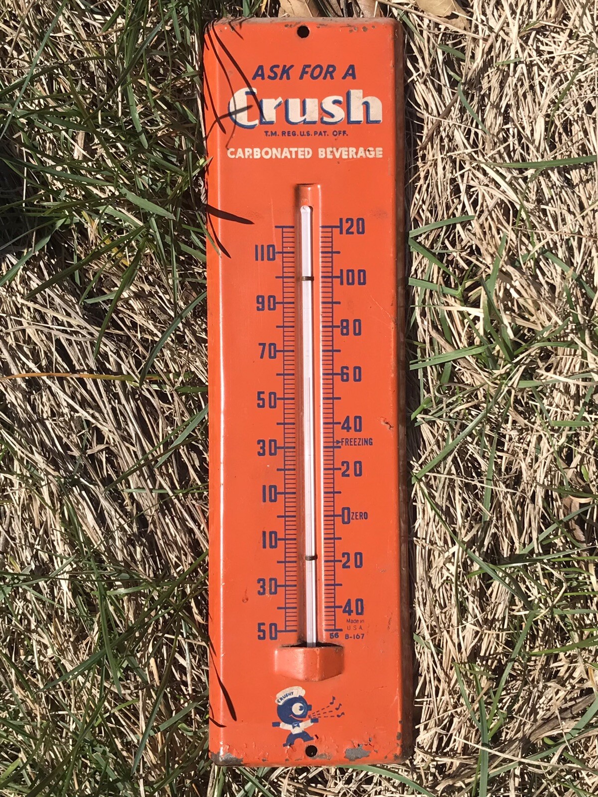 Rare Scarce Vintage Orange Crush Metal Advertising Thermometer With Crushy! eBay