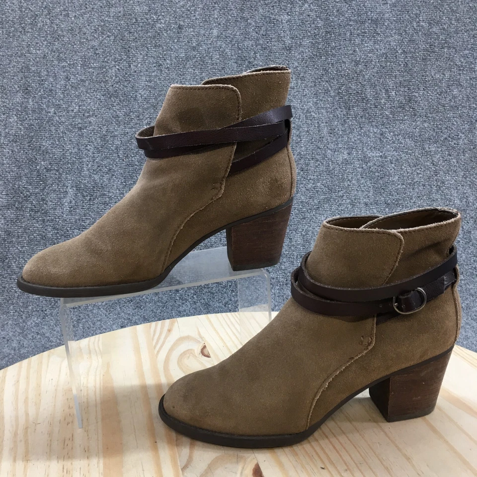 American Eagle Outfitters Botas Mujer 7.5 Botín Marrón Gamuza Hebilla Bloque Foto 2 de 4