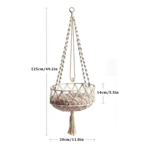Hammock Cat Bed Swing Cat House String Bag Hand Woven Hanging Basket Pet Nest UK - Picture 3 of 24