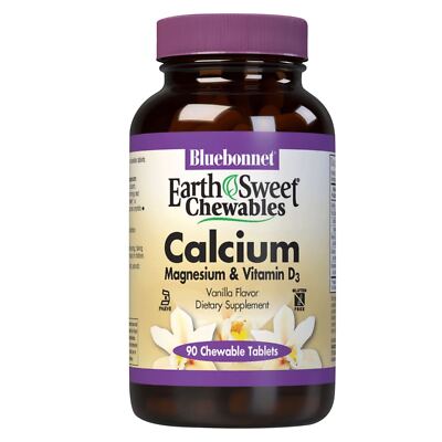 Bluebonnet Earthsweet Chewables Calcium Magnesium & Vitamin D3 Vanilla 90 Tabs