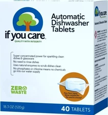 Dishwasher Tablets Natural Dish Cleaner Detergent Dishwashing Soap Tabs - 40 pcs