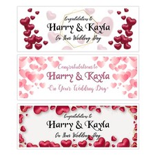 PERSONALISED WEDDING ENGAGEMENT BANNERS PARTY WALL DECORATIONS DAY NIGHT 