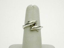 Sterling Silver Ring with Wrap Around Dolphins- Size 7
