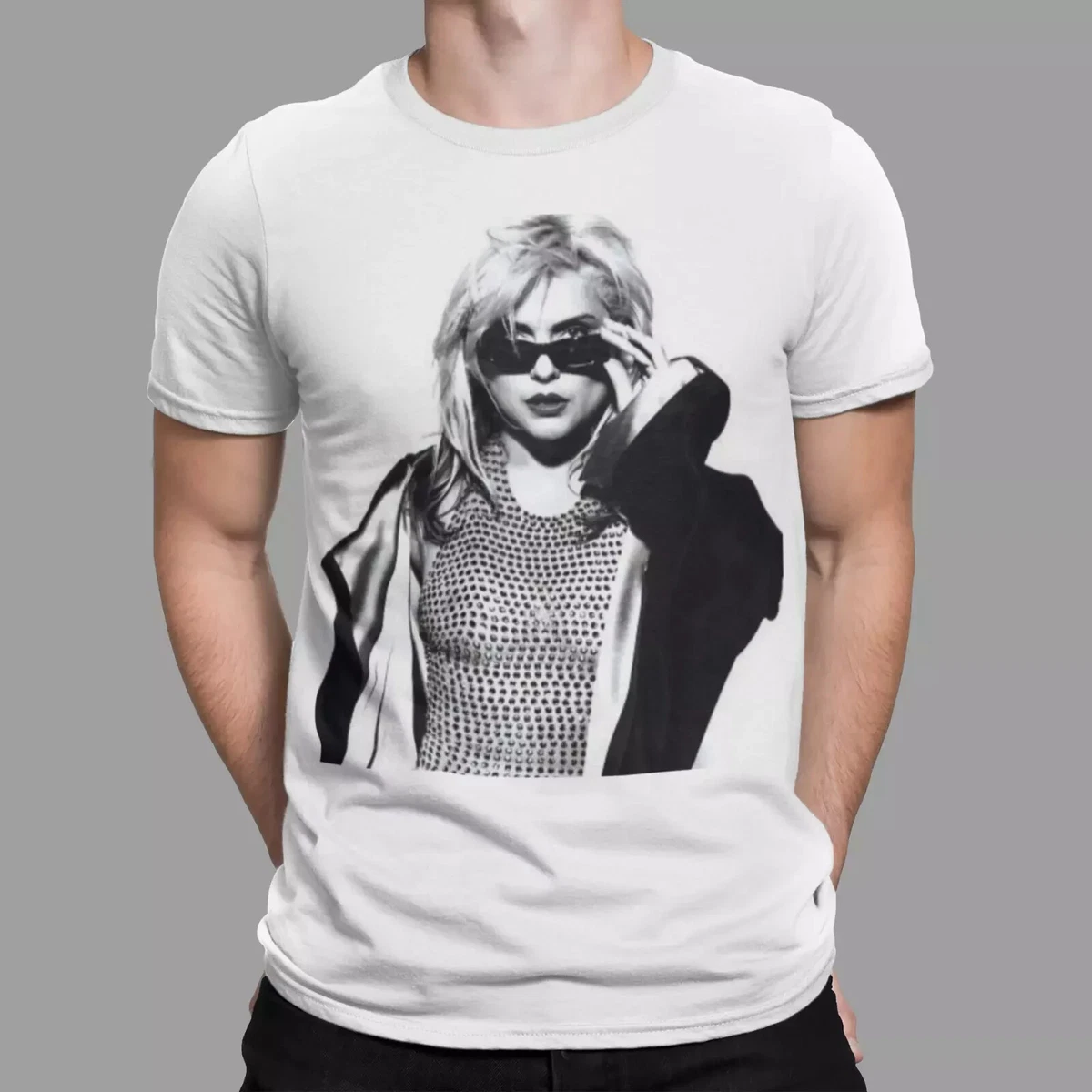 Maglietta Ufficiale Blondie 'Staredown' Con Logo E Debbie Harry - Bianca, Taglia L, Cotone Morbido Unisex