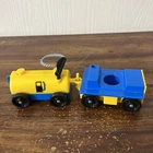 Vintage Fisher Price Little People Airport Tram & Fuel Tanker Cars Yellow Blue