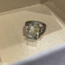 Genuine prasiolite Sterling Silver Ring Size 7 Preowned