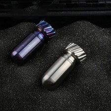 Waterproof Mini EDC Titanium Medicine Bottle Key Pendant Box Silver/Grill Blue