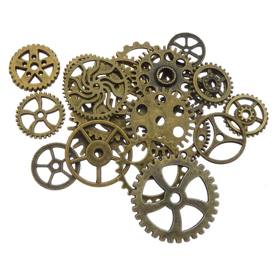 Antiqued Bronze Alloy Mixed Clock Steampunk Gear Pendant Charms 15mm 30mm 100pcs - Image 3 of 4