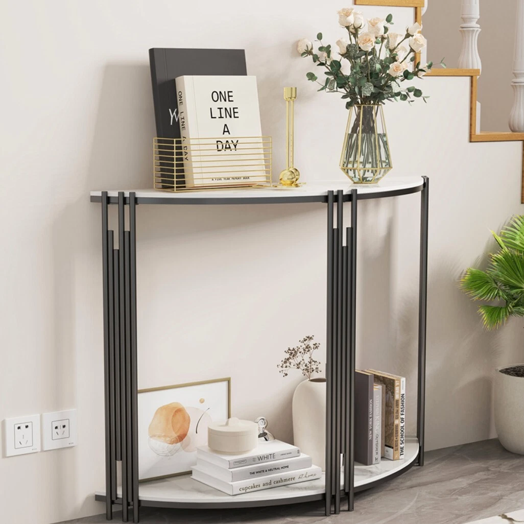 Half moon console table with storage deals