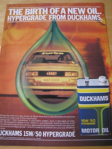 AUDI TURBO BRP 200X AUTO DUCKHAMS MOTORÖL HYPERGRADE WERBUNG CA. A4 FEILE L