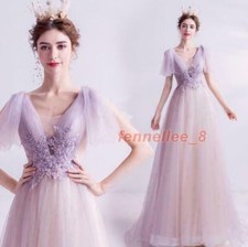 Gorgeous Purple Lace Long Princess Dresses Banquet Party Prom Evening Gown Sz
