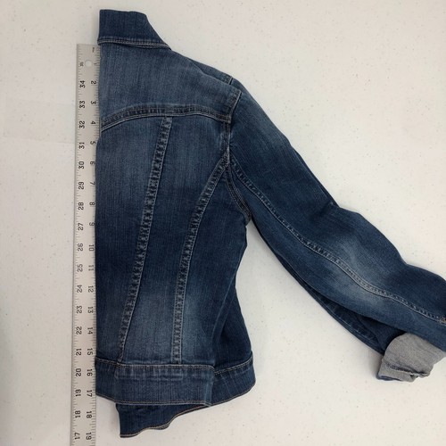 Jessica Simpson Womens Cropped Stretch Denim Jacket XS Washed Blue Button Front - Picture 8 of 9