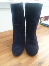 CARA LONDON Freeflex Navy Blue Heel Ankle Leather Suede Boots Size 39 S9