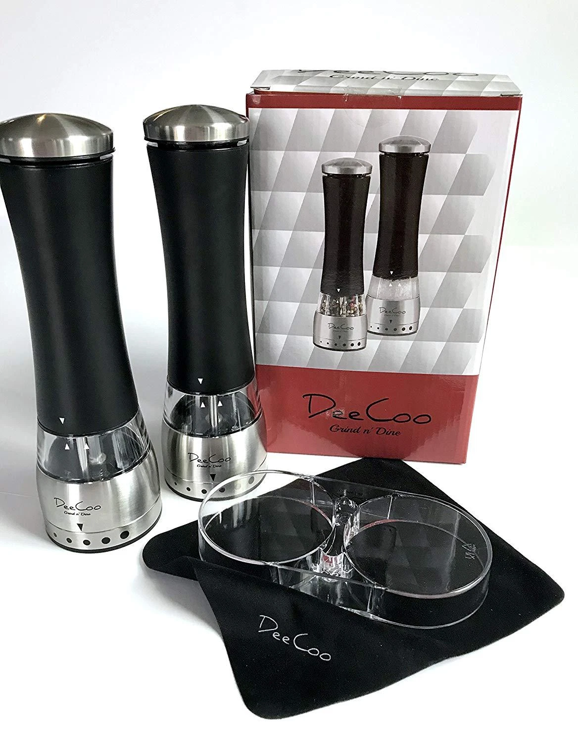 Salt and Pepper Grinder Set With LED Light - Electric Battery Powered