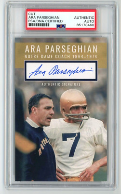 Coach ARA PARSEGHIAN Signed Cut CUSTOM Notre Dame Photo Display PSA  Slab