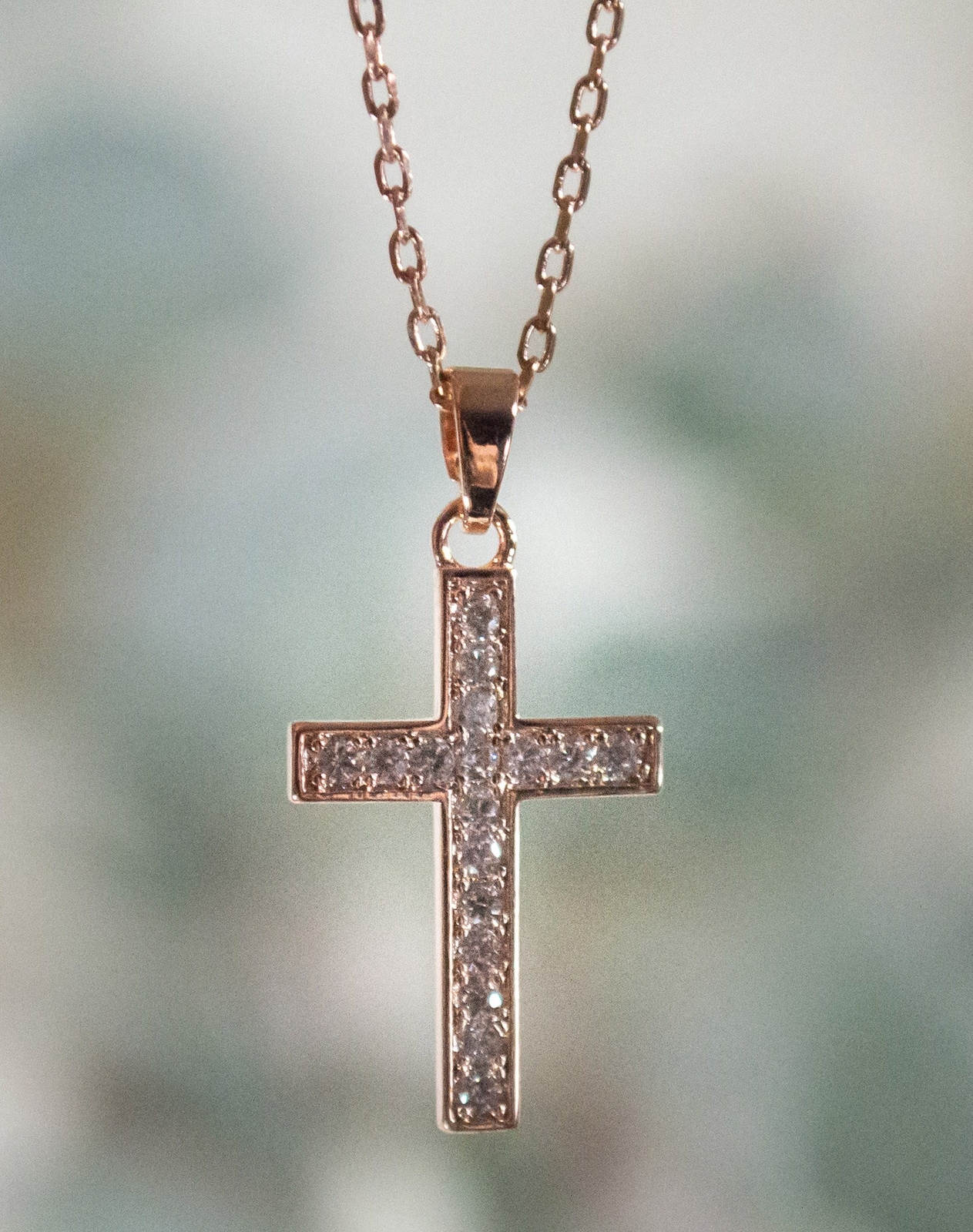 Rose Gold Cross Necklace Elegant Jewelry Gift-image
