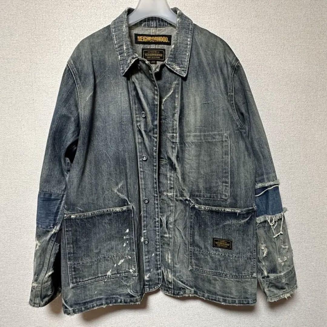 Neighborhood Savage Denim Coverall Jacket Distressed Blue Neighborhood Savage Denim Coverall Jacket Distressed Blue