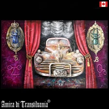 art painting contemporary figurative surrealism vintage epoque car insect beetle