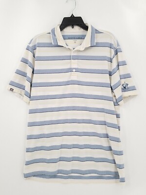 Matte Grey Mens Size Large Multicolor Stiped 2 Button Short Sleeve Polo Shirt