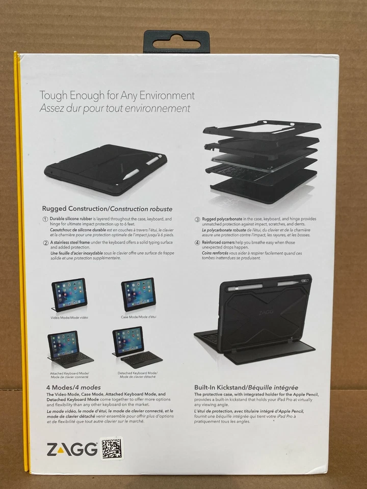 Zagg Rugged Book Pro Wireless Keyboard Case for iPad Pro 9.7" with stand - Black - Image 4 of 4