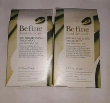 2 pc lot BE FINE FOOD SKIN CARE EYE BRIGHTENING TREATMENT avocado oil UNSEALED