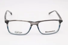 Revolution Eyewear Lamar -Clip On Gray Rectangle Eyeglasses Frames 56-17-140
