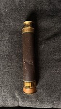 Antique Brass Spyglass Telescope Collapsible 29 Extended w/ Leather Case Clear