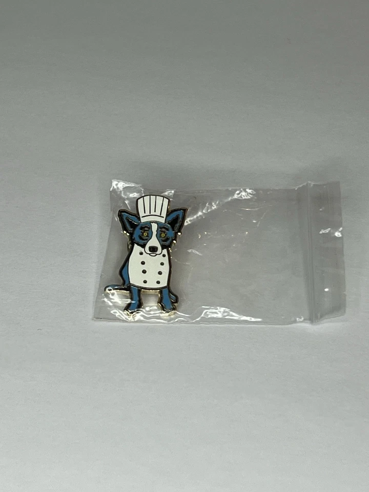 Solapa de perro azul original George Rodrigue Chef Emeril Lagasse New Orleans (RARA) Foto 3 de 4