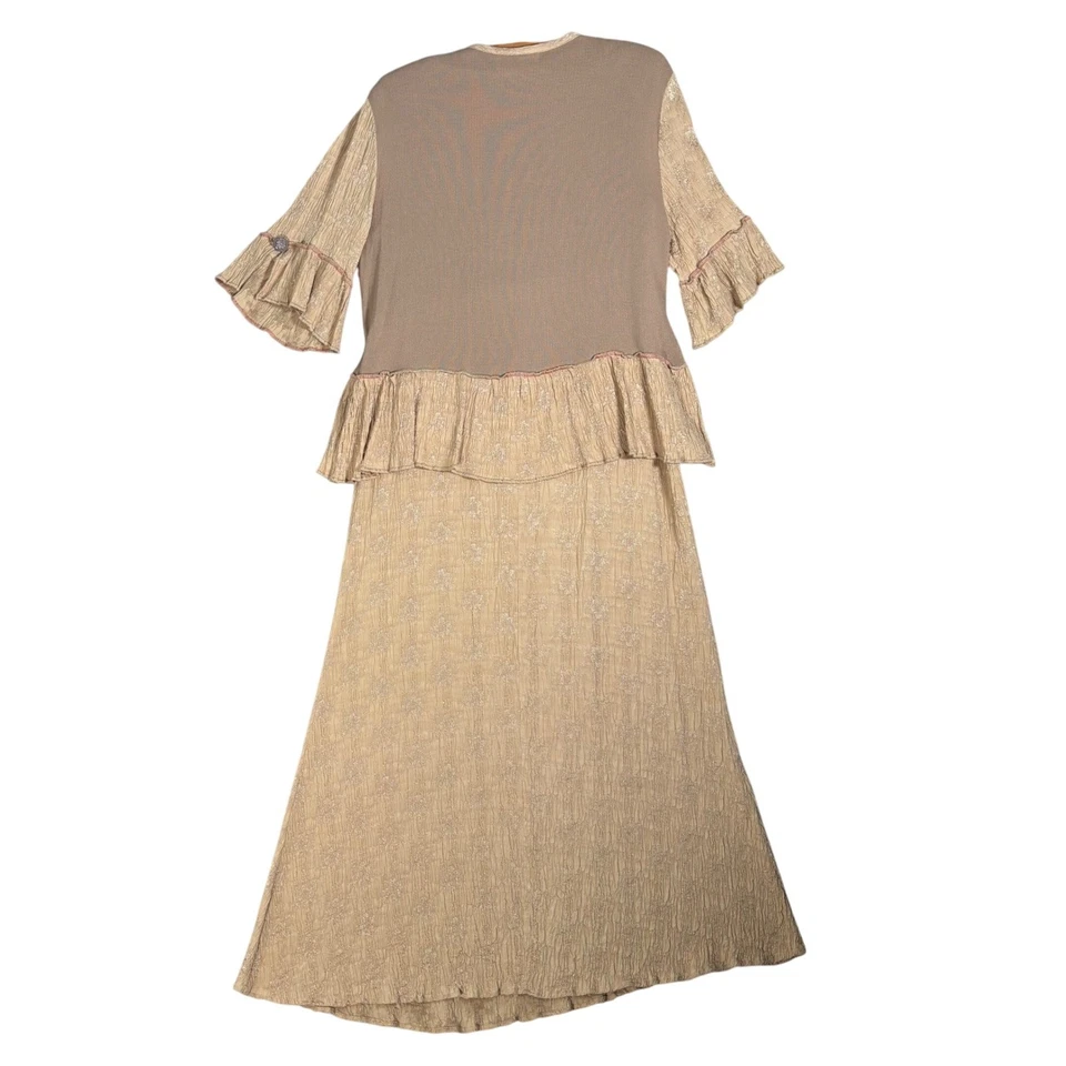 Maxi Vestido Spencer Alexis Talla L Boho Retazos Encaje Arrugado Beige Kimono Conjunto Foto 2 de 4