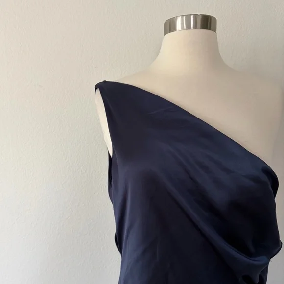 Meshki NWT Yvette Slip Maxi Dress With Asymmetrical Hem Navy Blue Medium M  | eBay