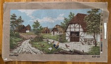 Vintage West Germany Needlepoint Canvas "Dorfidyll" - Village Serenity, Rare