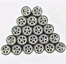 10 Sets Advan V2 5 Spoke Gray 11mm Rims  Real Rider Rubber Tires Hot Wheels