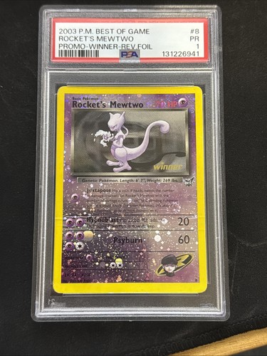 2003 Pokemon Best of Game Rocket's Mewtwo #8 Winner Reverse Holo WOTC PSA 1