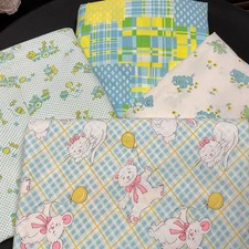 4 Pc Lot Vintage Fitted Crib Sheets Baby Animals Toys Trains Gender Neutral