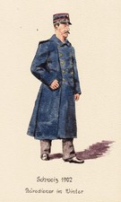 Post poste Schweiz 1902 Uniform Postuniform Aquarell watercolor Zeichnung 214167