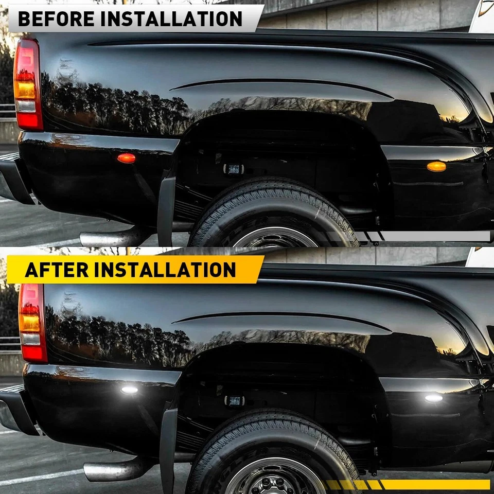 White LED Side Marker Lights For Chevy Silverado 2500 3500HD 2001-14 Dually Bed - Image 4 of 4