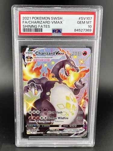 2021 POKEMON SWORD & SHIELD SHINING FATES #SV107 FULL ART/CHARIZARD VMAX PSA 10