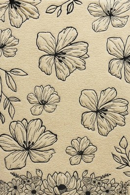 Eleganter handgetufteter Blumenteppich - Creme & Schwarz Moderner Botanischer...
