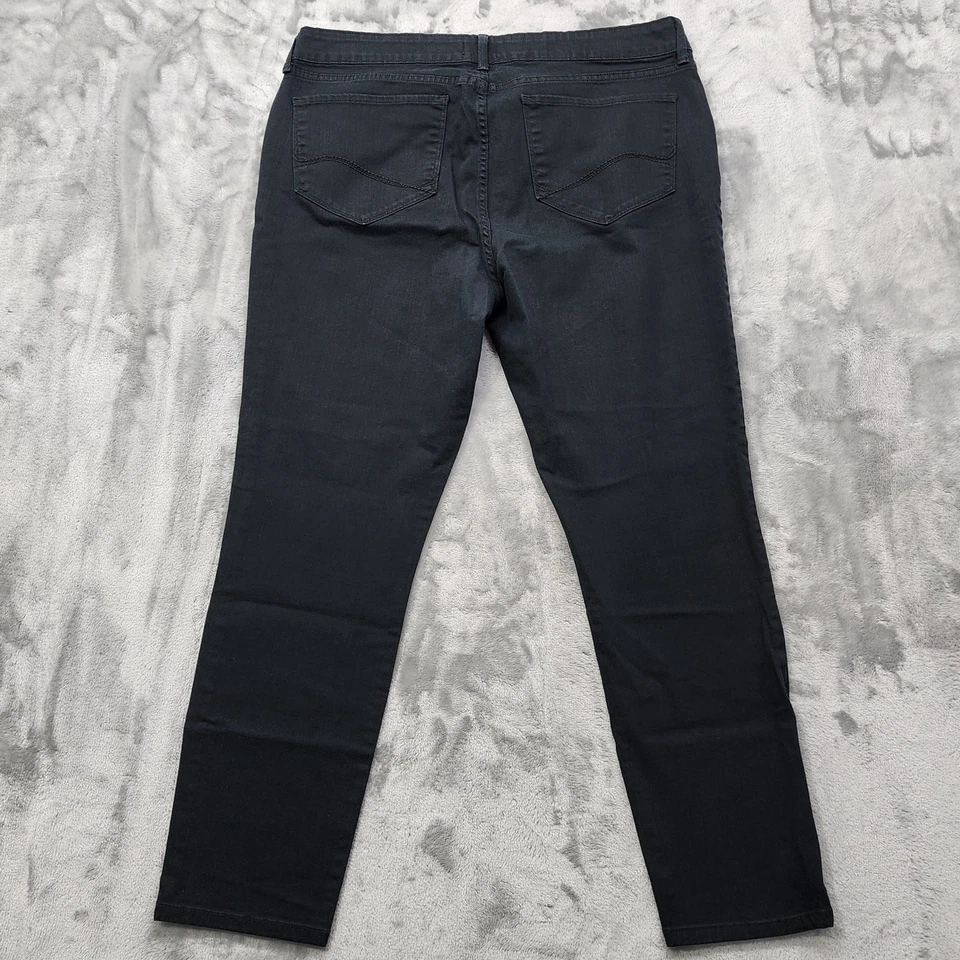 Pantalones de mezclilla NYDJ para mujer 16 negros Clarissa tiro alto tobillo elástico elevación pliegue informal Foto 4 de 4