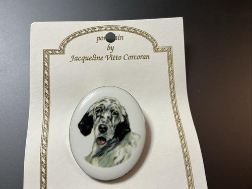 Vintage Jacqueline Vitto Concoran Porcelain Brooch Pin - Great Dane (?) T-1
