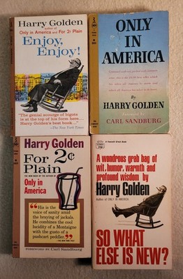 4 HARRY GOLDEN Essay/Humor Books, 1960s, Carl Sandburg forward, Perma