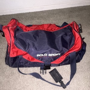 Vintage Polo Sport Ralph Lauren USA Track/Field Navy/Red Large Nylon Zip Duffel