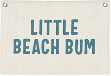 Little Beach Bum Banner,Coastal Nursery Wall Decor  Blue Decor for Baby Kids Ro