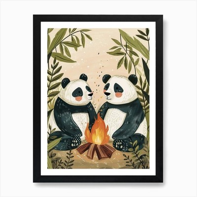 Riesenpanda zwei Bären sitzen Toget gerahmtes Wandbild Poster Leinwanddruck Bild