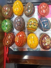 pysanky ukrainian eggs lot of 12 vintage